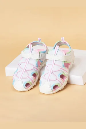 Pantaloons Girls Mesh Cut Out Detail With Open Toe Flats With Velcro Closure