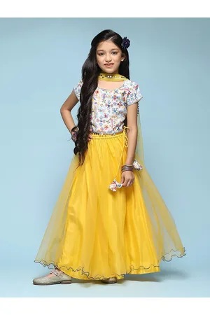 Biba Girls Printed Ready to Wear Lehenga & Blouse With Dupatta