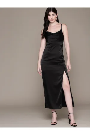 Bebe Women Future Glam Satin Finish Maxi Slip Dress