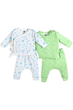 The Mom Store Infants Pack Of 2 Conversational Printed Pure Cotton T-shirt & Trousers
