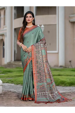 Mitera Floral Printed Satin Saree