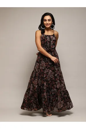 Biba Floral Printed Shoulder Straps Maxi Dress