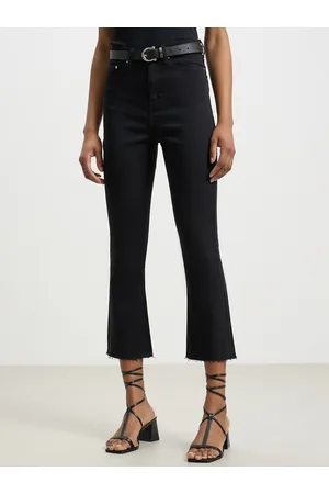Calliope Women Frayed Hem Crop Flared High-Rise Stretchable Jeans