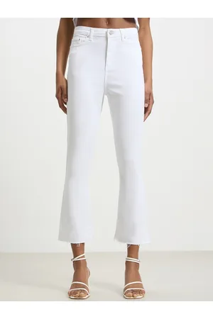 Calliope Women Frayed Hem Crop Flared High-Rise Stretchable Jeans