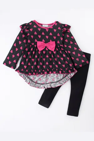 CrayonFlakes Girls Floral Printed Pure Cotton High Low Top With Leggings