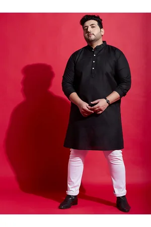Bigbanana Plus Size Mandarin Collar Long Sleeves Cotton Kurta
