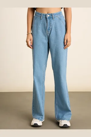 20Dresses Blue Women Wide Leg High-Rise Clean Look Light Fade Jeans