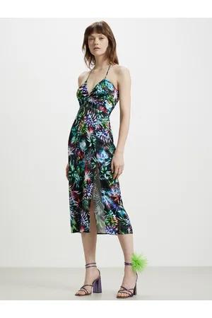 Calliope Tropical Print A-Line Midi Dress