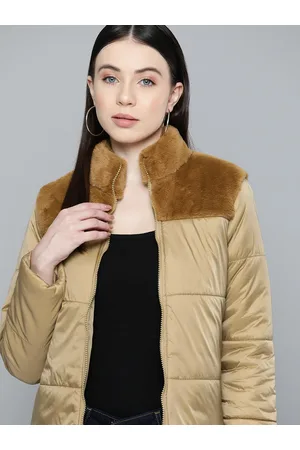 Chemistry Women Solid Faux Fur Detail Padded Jacket