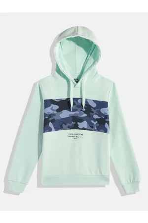 HERE&NOW Boys Camo Printed Hooded Pure Cotton Sweatshirt