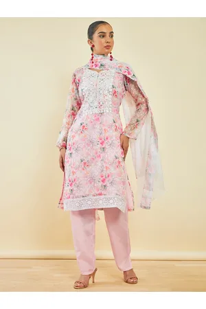 Buy Soch Mustard Silk Embroidered Unstitched Dress Material With  Contrasting Zari Woven And Bandhani Printed Dupatta - 3 Meter Kurta Fabric  online