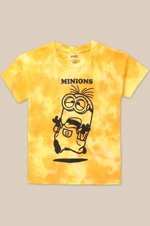 Kidsville Girls Minions Printed Round Neck Pure Cotton Regular T-shirt