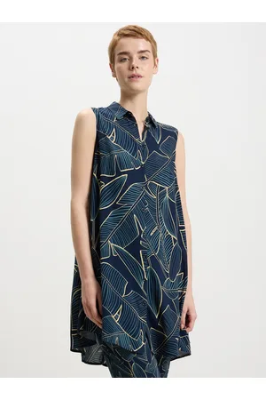Calliope Tropical Print Shirt Style Longline Top