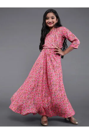Women's Peach Printed Maxi Dress With Dupatta - Aks | Printed maxi dress, Maxi  dress, Printed maxi