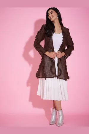 DressBerry Self Design Linen Longline Shrug