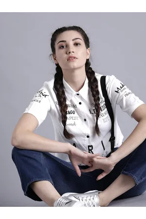 Kook N Keech Women White Printed Shirt Style Top