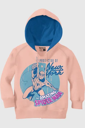 BONKIDS Boys Amazing Spiderman Printed Hooded Cotton Pullover