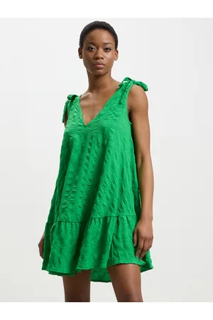Calliope Seersucker Drop-Waist Mini Dress