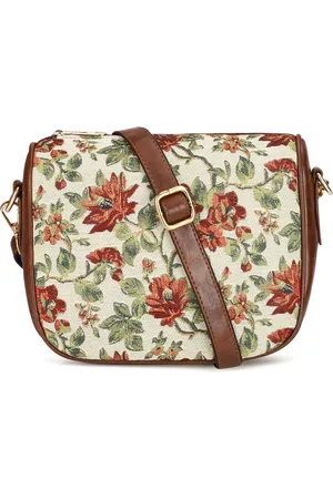 THE CLOWNFISH Garnet Floral Printed Structured Sling Bag