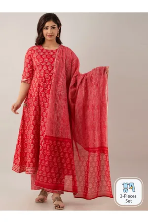 Celebravo Floral Printed Pure Cotton Kurta & Trousers With Dupatta