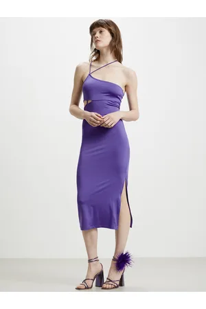 Calliope Asymmetric Neck Cut-Out-Detail Sheath Midi Dress