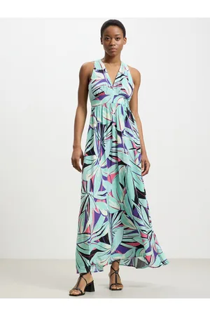 Calliope Printed Plunge V-Neck Maxi Dress