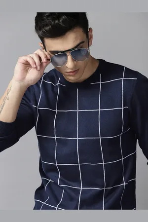 Roadster Men Checked Acrylic Pullover