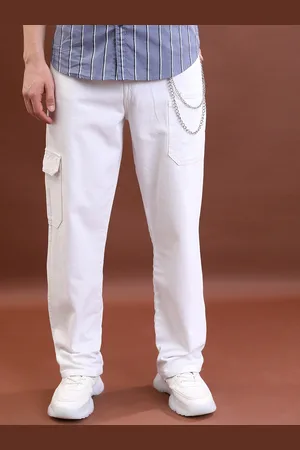 Highlander Men White Relaxed Fit Clean Look Cotton Jeans