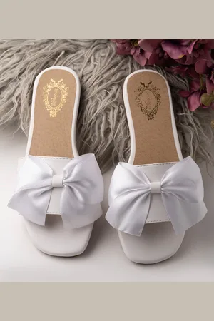 Shoetopia Girls Bow Embellished Open Toe Flats