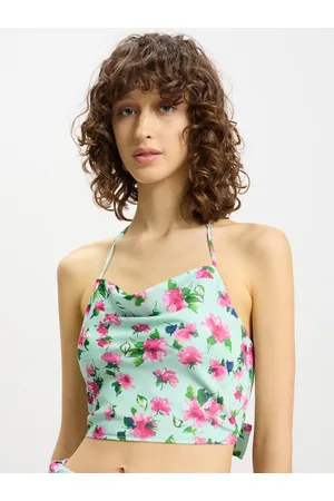 Calliope Floral Print Halter Neck Crop Top
