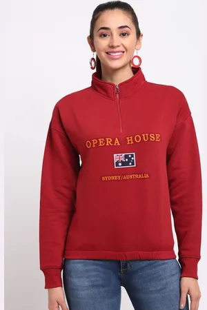 Club York Women Red Printed Sweatshirt