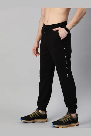HARVARD Men Black Straight Fit Solid Joggers with Printed Detail