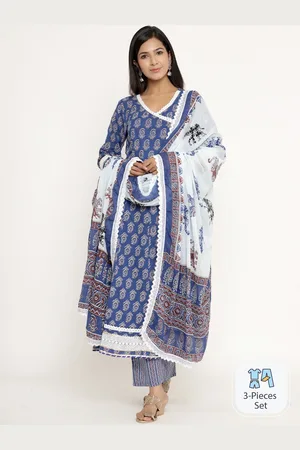 Celebravo Ethnic Motifs Printed Anarkali Pure Cotton Kurta With Trousers & Dupatta