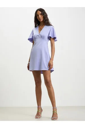 Calliope Flared Sleeve Satin Empire Mini Dress