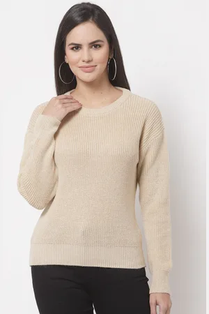 Club York Women Beige Ribbed Pullover