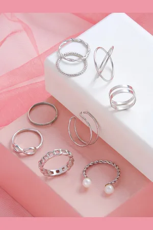 BeWitched Set of 9 Silver-Plated Finger Ring