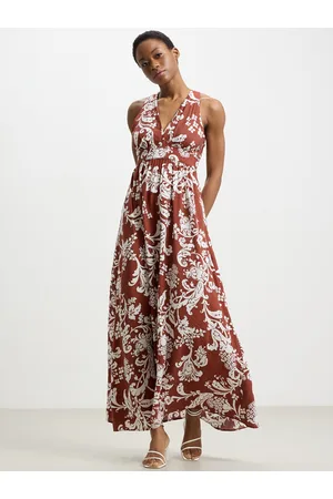 Calliope Printed Plunge V-Neck Maxi Dress