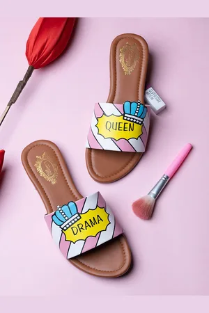 Shoetopia Girls Drama Queen Printed Open Toe Flats