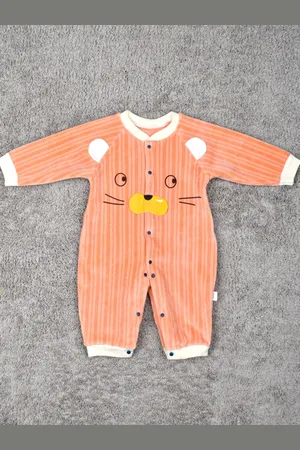 Moms Home Infant Orange-Colored Printed Organic Cotton Rompers