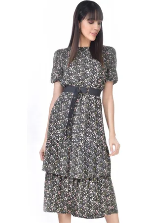 BEATNIK Floral Printed A-Line Midi Dress