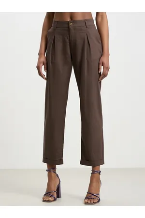 Calliope Women Straight Fit High-Rise Pleated Trousers