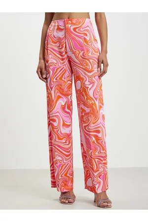 Calliope Women Printed Wide Leg High-Rise Pleated Trousers