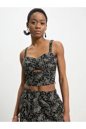 Calliope Paisley Print Cotton Crop Top