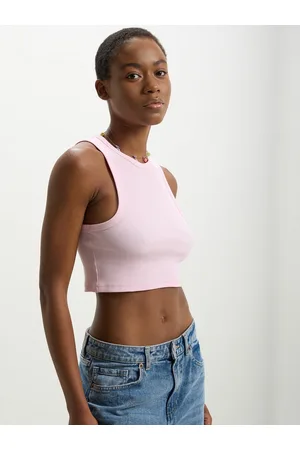 Calliope Pure Cotton Ribbed Crop Tank Top
