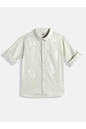 WROGN Boys Slim Fit Printed Pure Cotton Casual Shirt