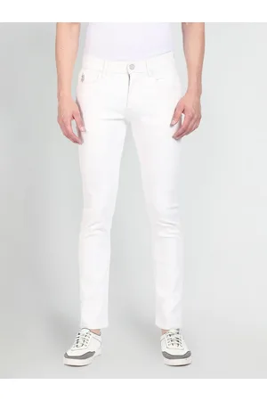 Ralph Lauren U S Polo Assn Denim Co Men White Brandon Slim Tapered Fit Mid Rise Stretchable Jeans