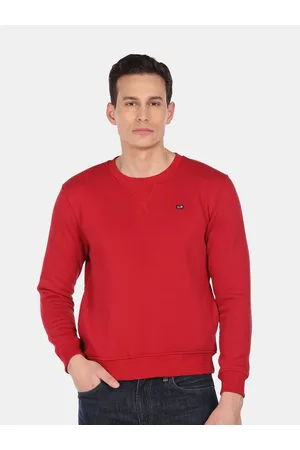 Arrow Men Red Solid Sweatshirt