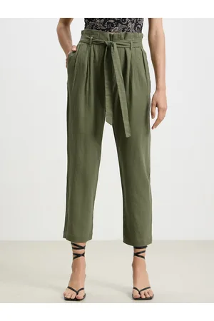 Calliope Women Straight Fit High-Rise Pleated Trousers