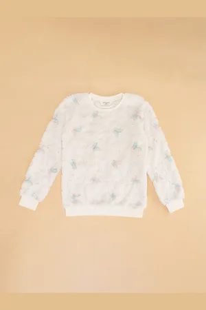 Pantaloons Girls Self Design Woolen Pullover Sweatshirt