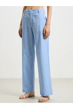 Calliope Women Striped Straight Fit High-Rise Parallel Trousers